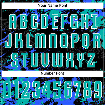 Custom Black Aqua Royal-White Fluid Art Splash Sublimation Soccer Uniform Jersey