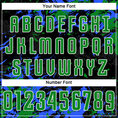 Custom Black Grass Green Royal-White Fluid Art Splash Sublimation Soccer Uniform Jersey