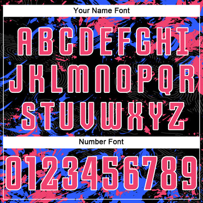 Custom Black Neon Pink Royal-White Fluid Art Splash Sublimation Soccer Uniform Jersey