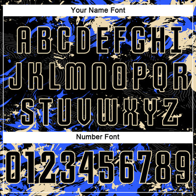 Custom Black Cream-Royal Fluid Art Splash Sublimation Soccer Uniform Jersey