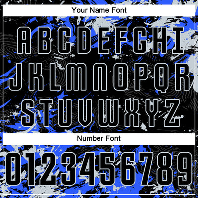 Custom Black Silver-Royal Fluid Art Splash Sublimation Soccer Uniform Jersey