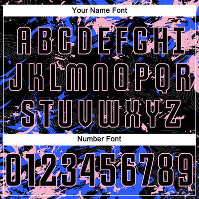 Custom Black Light Pink-Royal Fluid Art Splash Sublimation Soccer Uniform Jersey