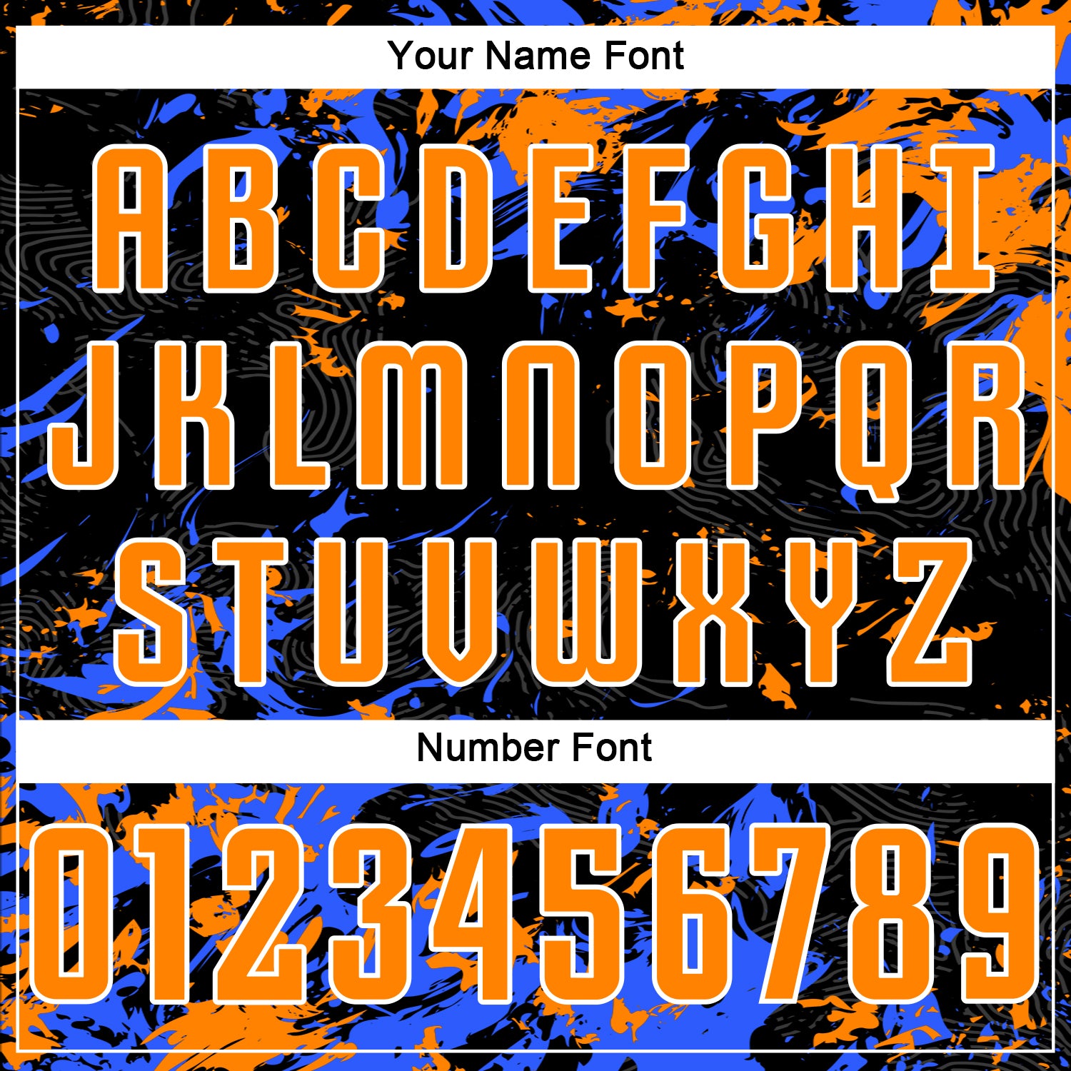 Custom Black Bay Orange Royal-White Fluid Art Splash Sublimation Soccer Uniform Jersey