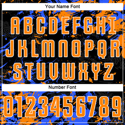 Custom Black Bay Orange Royal-White Fluid Art Splash Sublimation Soccer Uniform Jersey