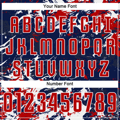 Custom Navy Red-White Fluid Art Splash Sublimation Soccer Uniform Jersey