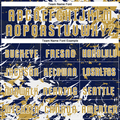 Custom Navy Old Gold-White Fluid Art Splash Sublimation Soccer Uniform Jersey