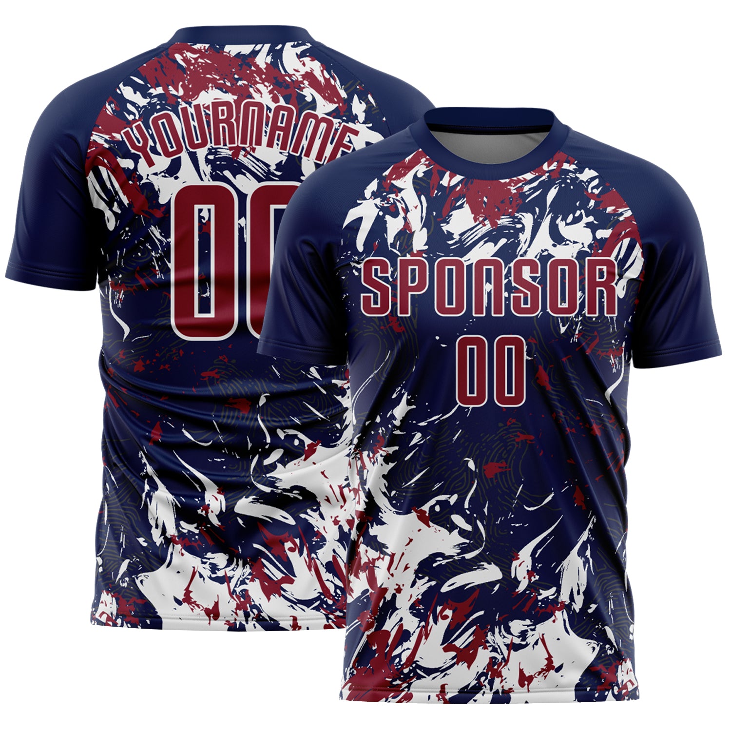 Custom Navy Crimson-White Fluid Art Splash Sublimation Soccer Uniform Jersey