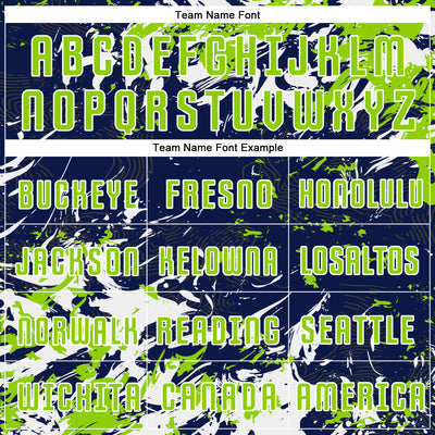 Custom Navy Neon Green-White Fluid Art Splash Sublimation Soccer Uniform Jersey