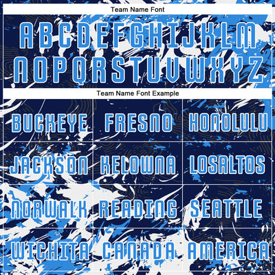 Custom Navy Powder Blue-White Fluid Art Splash Sublimation Soccer Uniform Jersey