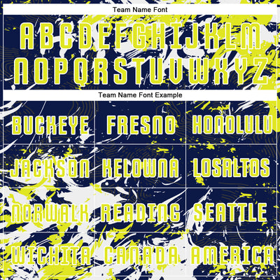 Custom Navy Neon Yellow-White Fluid Art Splash Sublimation Soccer Uniform Jersey