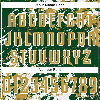 Custom Green Old Gold-White Fluid Art Splash Sublimation Soccer Uniform Jersey