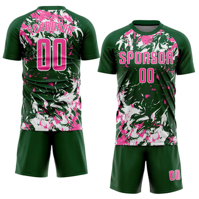 Custom Green Pink-White Fluid Art Splash Sublimation Soccer Uniform Jersey
