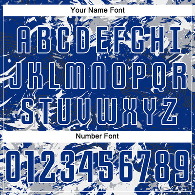 Custom Royal Gray-White Fluid Art Splash Sublimation Soccer Uniform Jersey