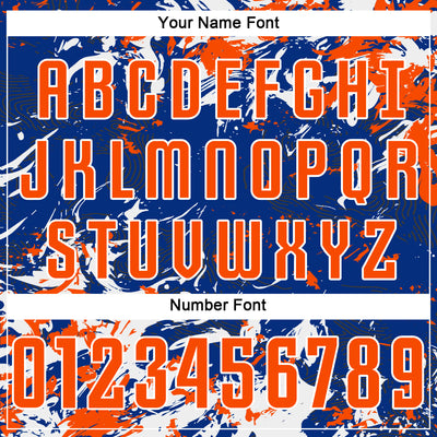 Custom Royal Orange-White Fluid Art Splash Sublimation Soccer Uniform Jersey