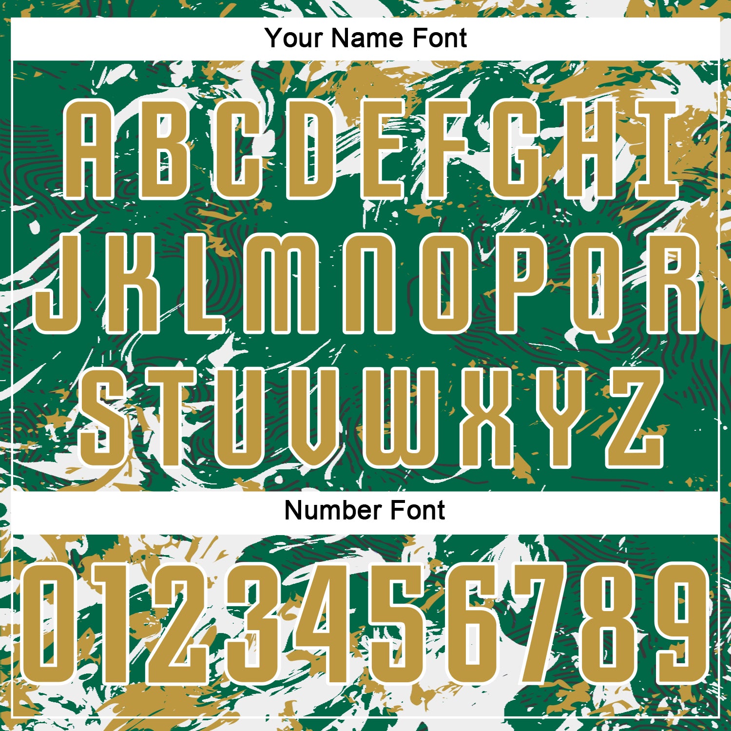 Custom Kelly Green Old Gold-White Fluid Art Splash Sublimation Soccer Uniform Jersey