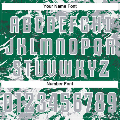 Custom Kelly Green Gray-White Fluid Art Splash Sublimation Soccer Uniform Jersey