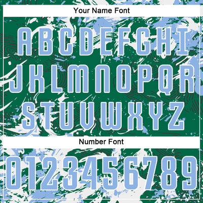 Custom Kelly Green Light Blue-White Fluid Art Splash Sublimation Soccer Uniform Jersey