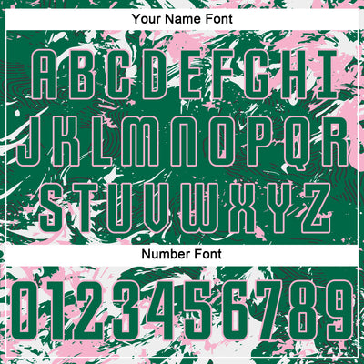 Custom Kelly Green Light Pink-White Fluid Art Splash Sublimation Soccer Uniform Jersey
