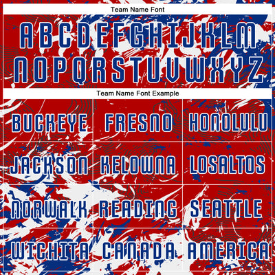 Custom Red Royal-White Fluid Art Splash Sublimation Soccer Uniform Jersey