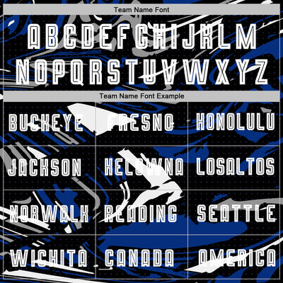 Custom Figure White Black-Royal Fluid Art Splash Sublimation Soccer Uniform Jersey