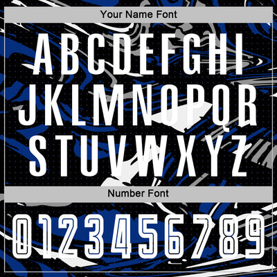 Custom Figure White Black-Royal Fluid Art Splash Sublimation Soccer Uniform Jersey