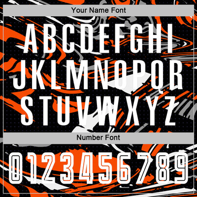 Custom Figure White Black-Orange Fluid Art Splash Sublimation Soccer Uniform Jersey