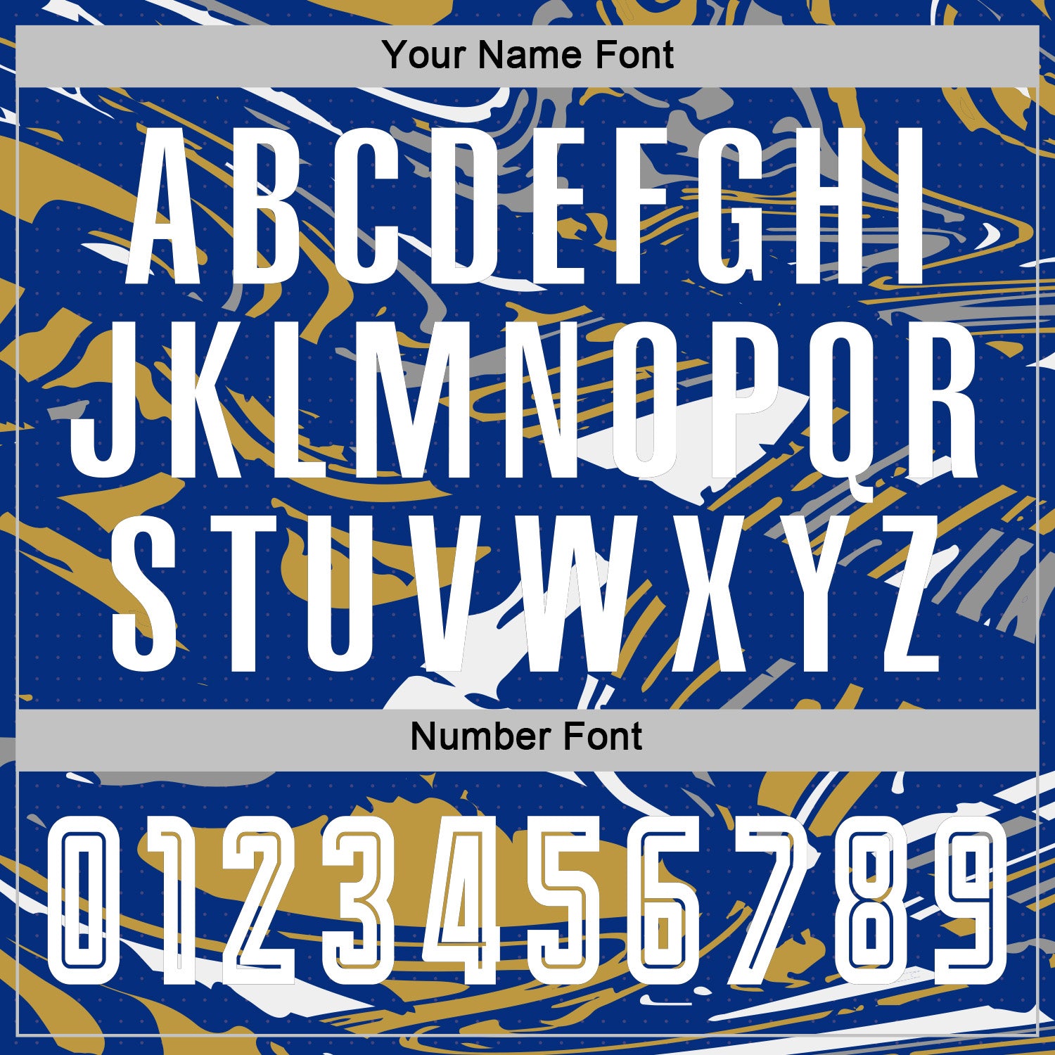 Custom Figure White Royal-Old Gold Fluid Art Splash Sublimation Soccer Uniform Jersey