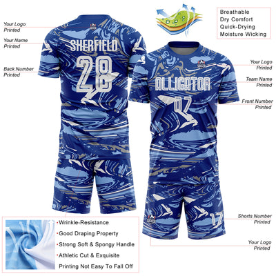 Custom Figure White Royal-Light Blue Fluid Art Splash Sublimation Soccer Uniform Jersey