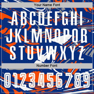 Custom Figure White Royal-Orange Fluid Art Splash Sublimation Soccer Uniform Jersey