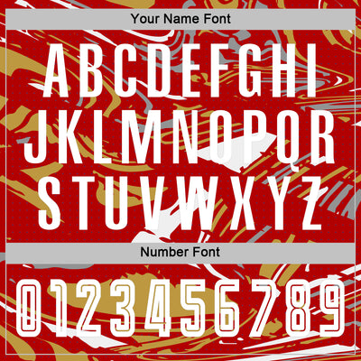 Custom Figure White Red-Old Gold Fluid Art Splash Sublimation Soccer Uniform Jersey