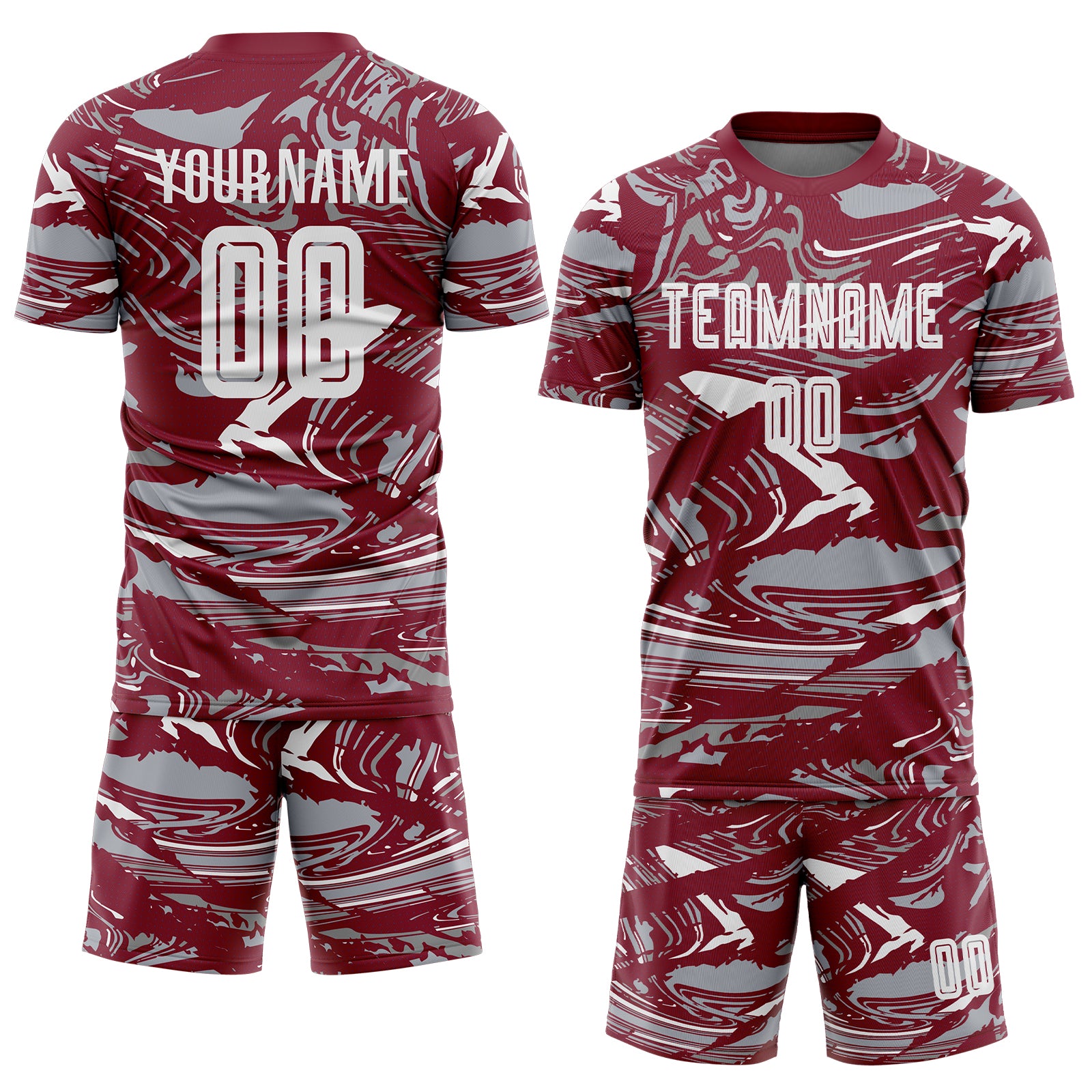 Custom Figure White Crimson-Gray Fluid Art Splash Sublimation Soccer Uniform Jersey