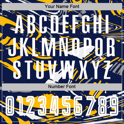 Custom Figure White Navy-Gold Fluid Art Splash Sublimation Soccer Uniform Jersey