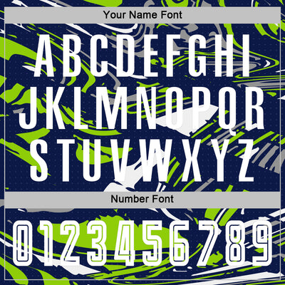 Custom Figure White Navy-Neon Green Fluid Art Splash Sublimation Soccer Uniform Jersey