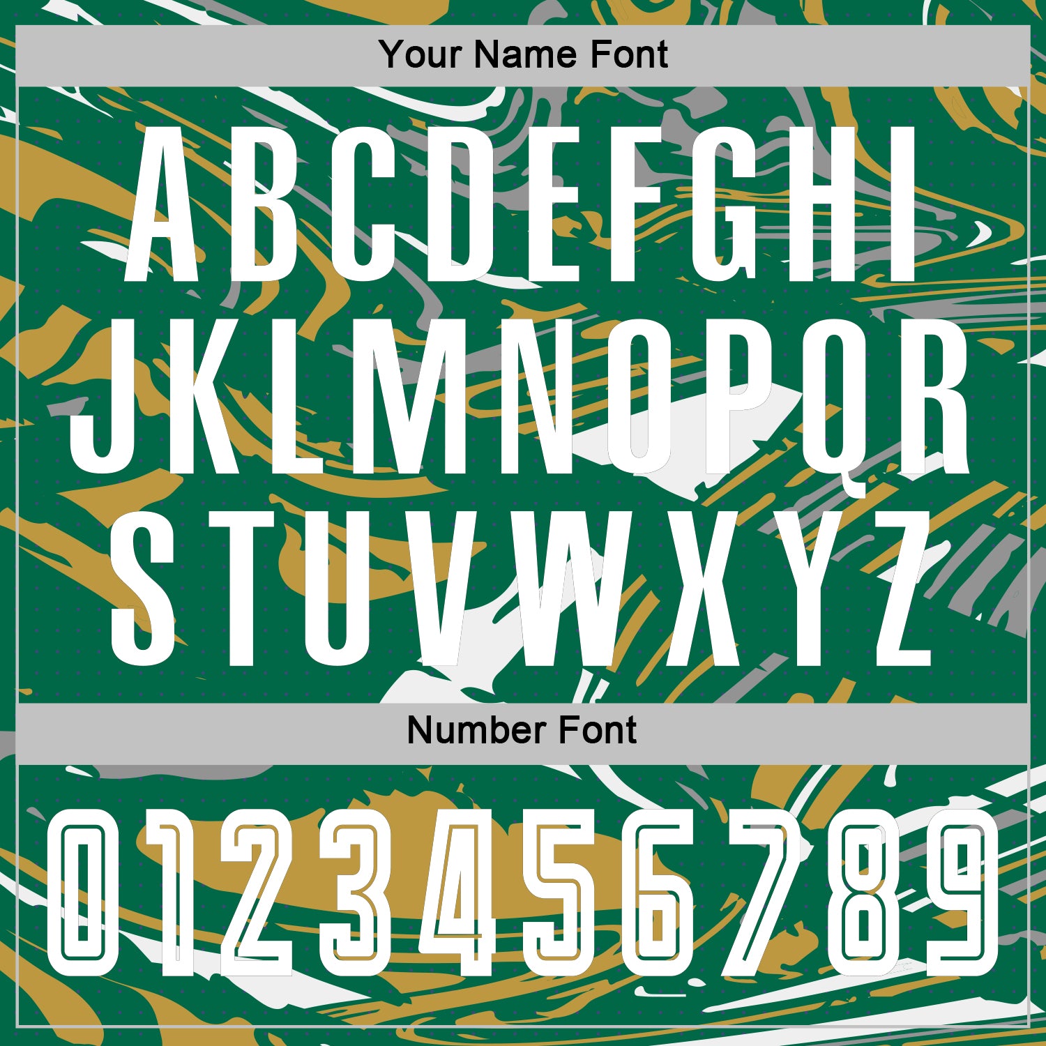 Custom Figure White Kelly Green-Old Gold Fluid Art Splash Sublimation Soccer Uniform Jersey