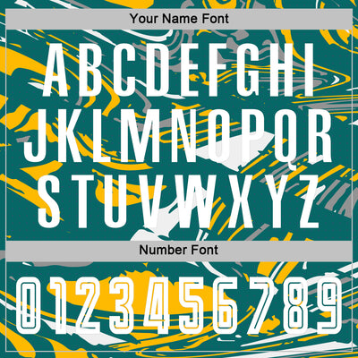 Custom Figure White Teal-Gold Fluid Art Splash Sublimation Soccer Uniform Jersey