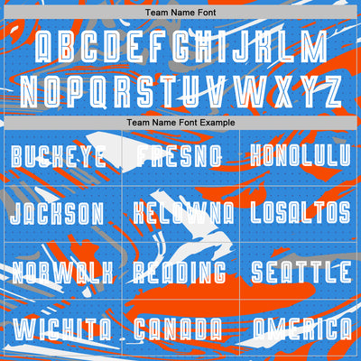 Custom Figure White Powder Blue-Orange Fluid Art Splash Sublimation Soccer Uniform Jersey