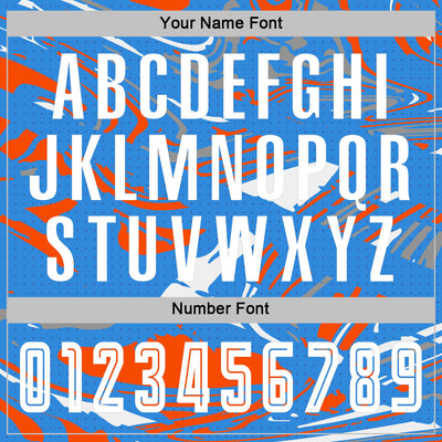 Custom Figure White Powder Blue-Orange Fluid Art Splash Sublimation Soccer Uniform Jersey