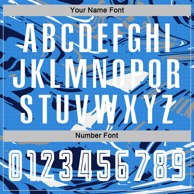 Custom Figure White Powder Blue-Navy Fluid Art Splash Sublimation Soccer Uniform Jersey