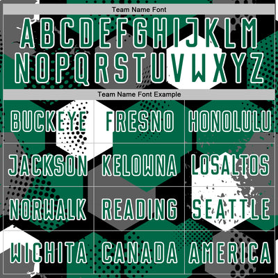 Custom Black Kelly Green-White Geometric Shape Sublimation Soccer Uniform Jersey