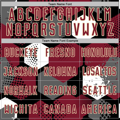 Custom Black Crimson White-Cream Geometric Shape Sublimation Soccer Uniform Jersey