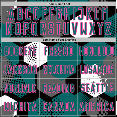 Custom Black Teal White-Pink Geometric Shape Sublimation Soccer Uniform Jersey