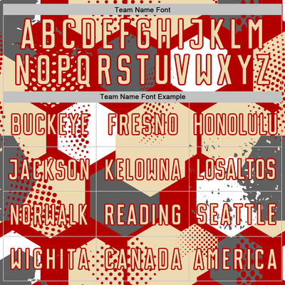 Custom Red Cream-White Geometric Shape Sublimation Soccer Uniform Jersey