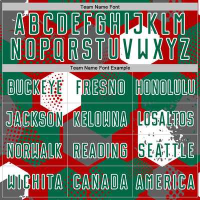 Custom Red Kelly Green-White Geometric Shape Sublimation Soccer Uniform Jersey