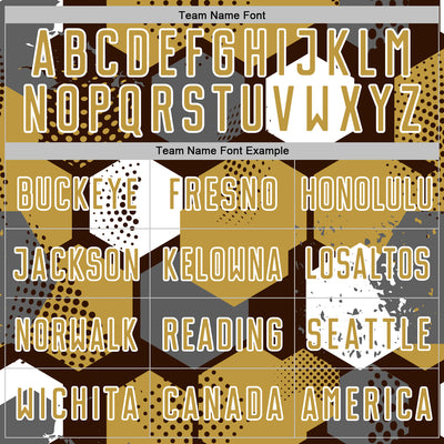 Custom Brown Old Gold-White Geometric Shape Sublimation Soccer Uniform Jersey