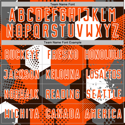 Custom Brown Orange-White Geometric Shape Sublimation Soccer Uniform Jersey