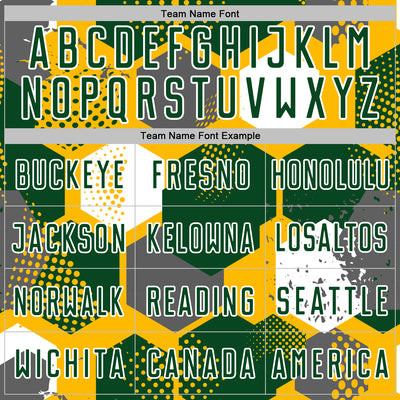 Custom Gold Green-White Geometric Shape Sublimation Soccer Uniform Jersey