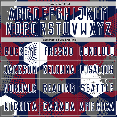 Custom Navy Crimson-White Geometric Shape Sublimation Soccer Uniform Jersey