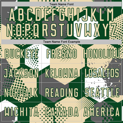 Custom Green Cream-White Geometric Shape Sublimation Soccer Uniform Jersey