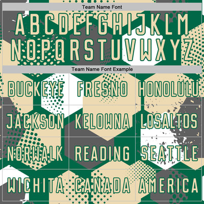 Custom Kelly Green Cream-White Geometric Shape Sublimation Soccer Uniform Jersey