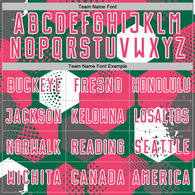 Custom Kelly Green Neon Pink-White Geometric Shape Sublimation Soccer Uniform Jersey